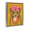 Stupell Industries Trendy Cheetah & Bow Framed Floater Canvas Wall Art Design by Lisa Perry Whitebutton